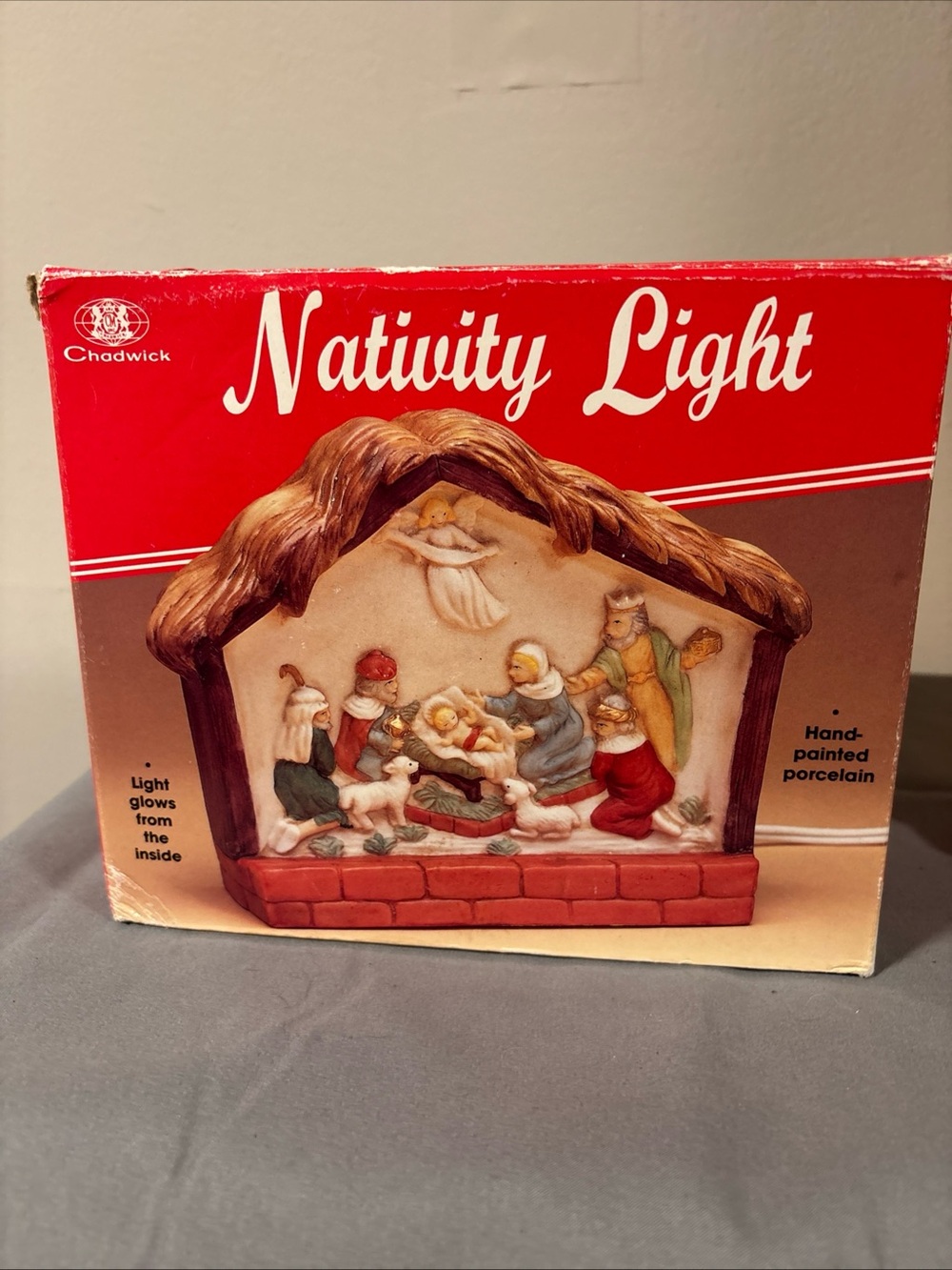 Chadwicks Red and Brown Nativity Light Porcelain Holiday Scene